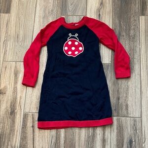 Gymboree Red and Navy Ladybug Sweater Dress Size 6